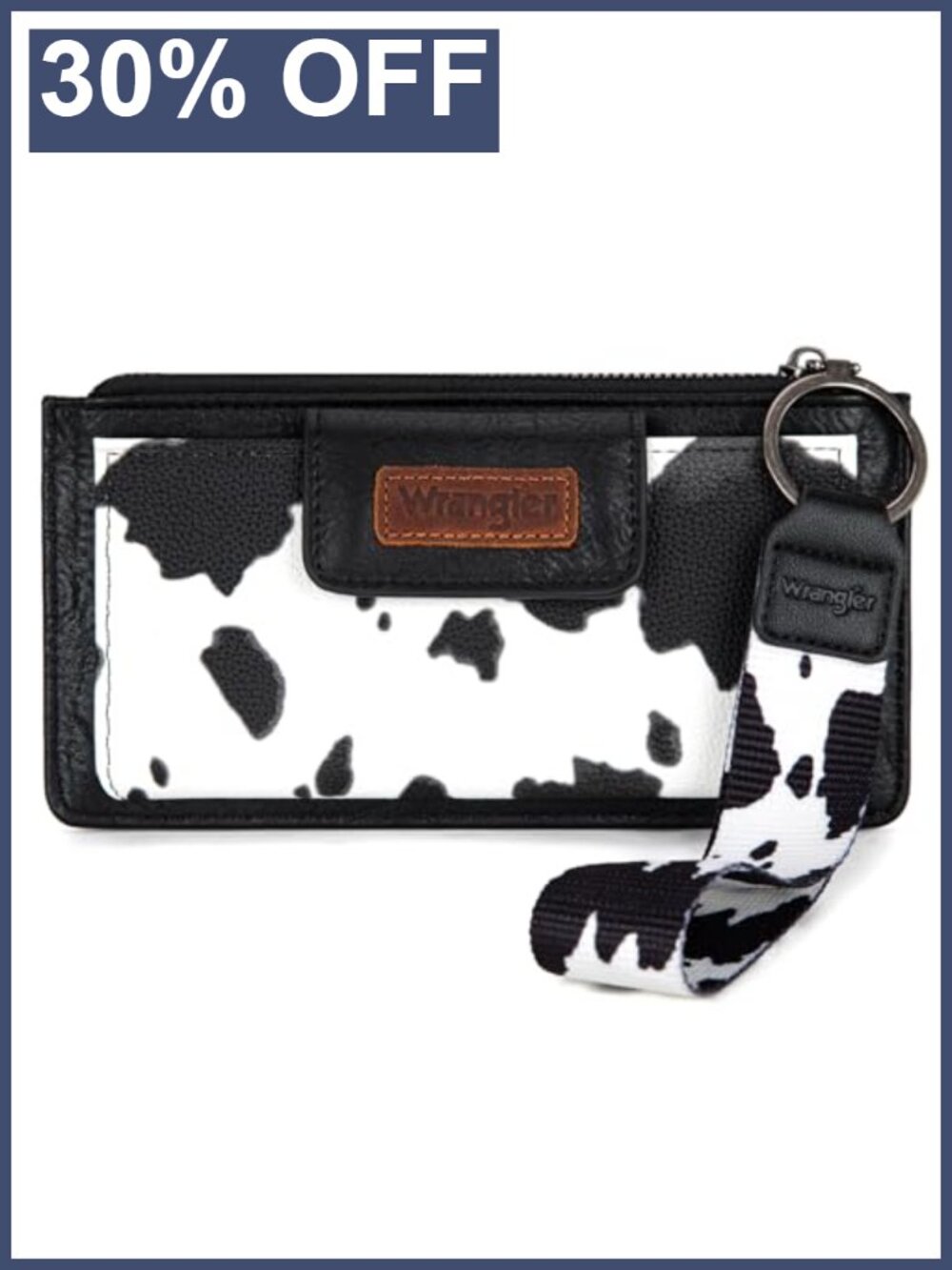 Wrangler Cow Print Wristlet Wallet Faux Leather RFID Clutch